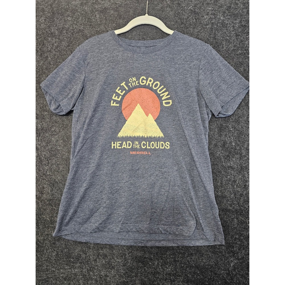 Merrell Feet on the Ground T-Shirt Womens M Blue Hiking Outdoor Graphic Tee